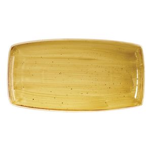 Churchill Stonecast Rectangular Plate Mustard Seed Yellow 350 x 185mm - DF792  - 1
