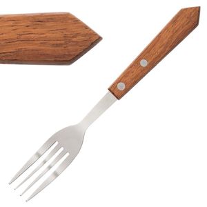 Olympia Steak Forks Wooden Handle (Pack of 12) - C137  - 1