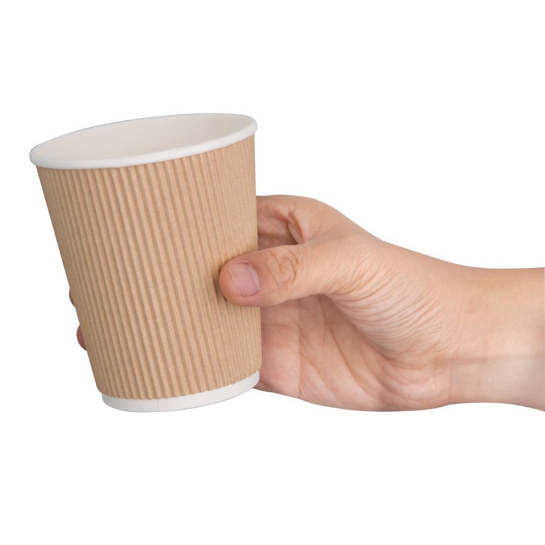 Fiesta Recyclable Coffee Cups Ripple Wall Kraft 225ml / 8oz (Pack of 500) - GP442  - 4