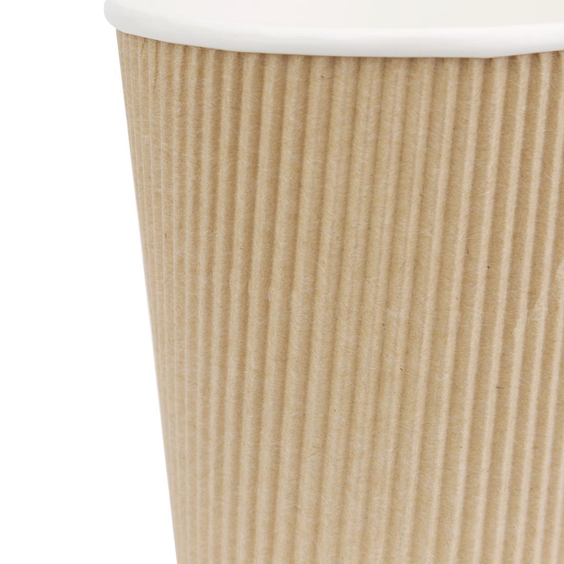 Fiesta Recyclable Coffee Cups Ripple Wall Kraft 225ml / 8oz (Pack of 25) - GP443  - 3