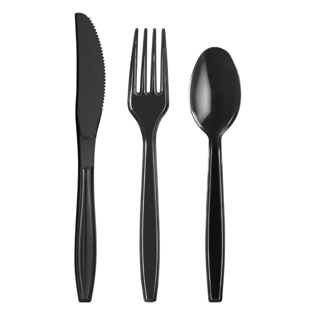 Fiesta Heavy Duty Disposable Plastic Dessert Spoons Black (Pack of 100) - U648  - 4
