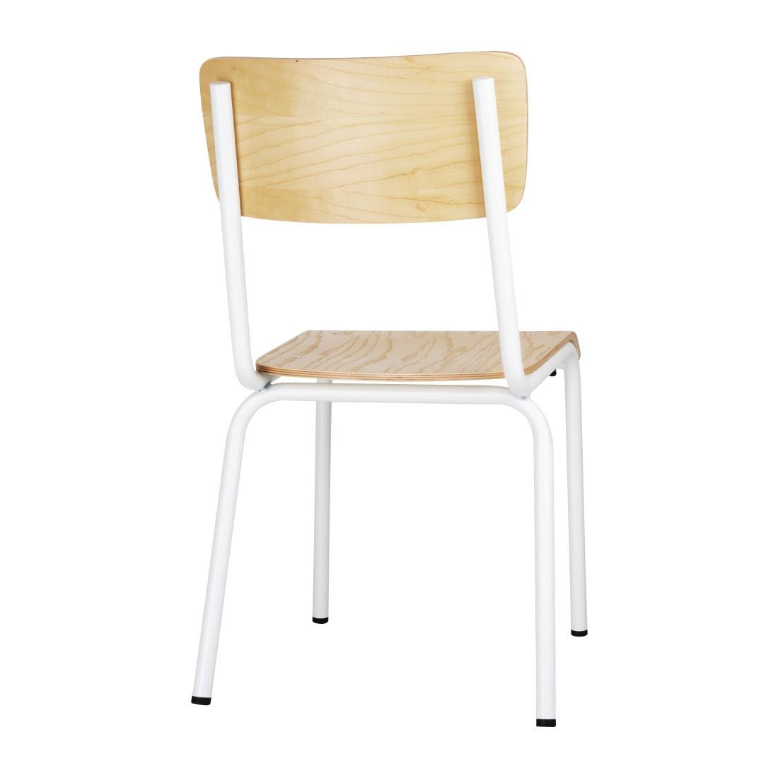 Bolero Cantina Side Chairs with Wooden Seat Pad and Backrest White (Pack of 4) - FB945  - 3