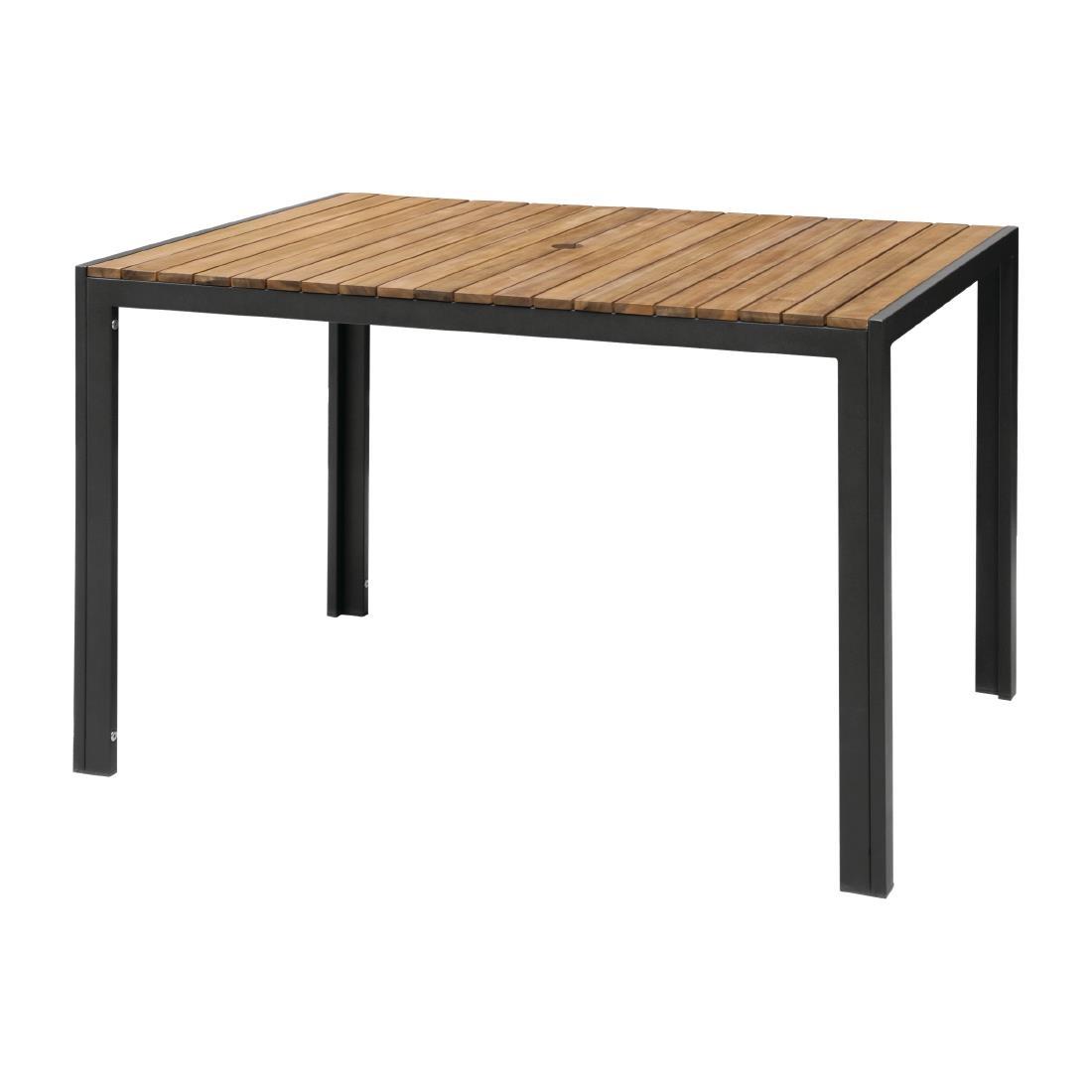 Bolero Acacia Wood and Steel Rectangular Table 1200mm - DS153  - 2