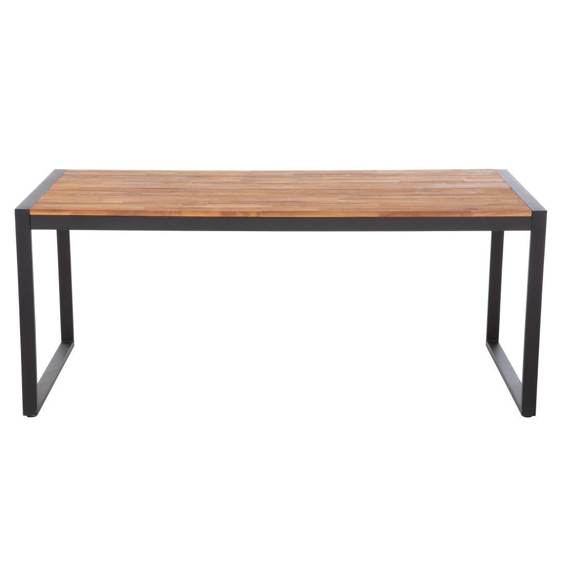 Bolero Acacia Wood and Steel Rectangular Industrial Table 1800mm - DS157  - 4