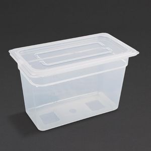 Vogue Polypropylene 1/3 Gastronorm Container with Lid 200mm (Pack of 4) - GJ521  - 1