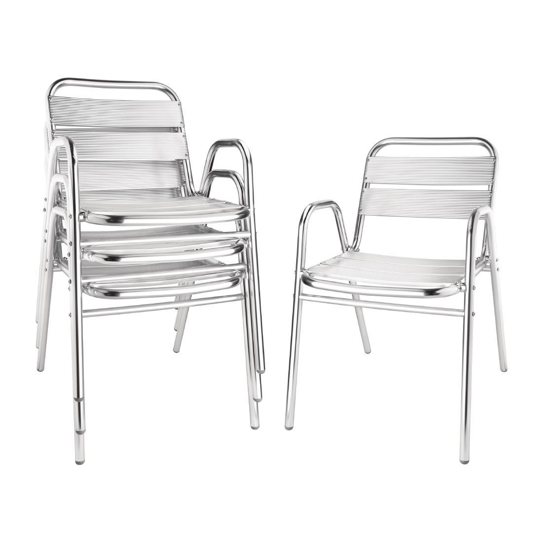 Bolero Aluminium Stacking Chairs Arched Arms (Pack of 4) - U501  - 5