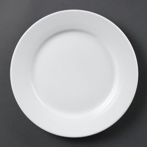 Olympia Whiteware Wide Rimmed Plates 250mm (Pack of 12) - CB481  - 1