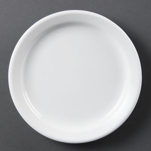 Olympia Whiteware Narrow Rimmed Plates 180mm (Pack of 12) - CB487  - 1