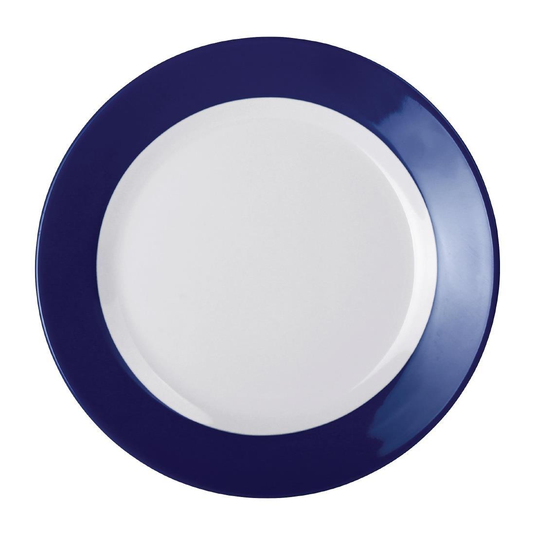 Olympia Kristallon Gala Colour Rim Melamine Plate Blue 260mm (Pack of 6) - DE607  - 1