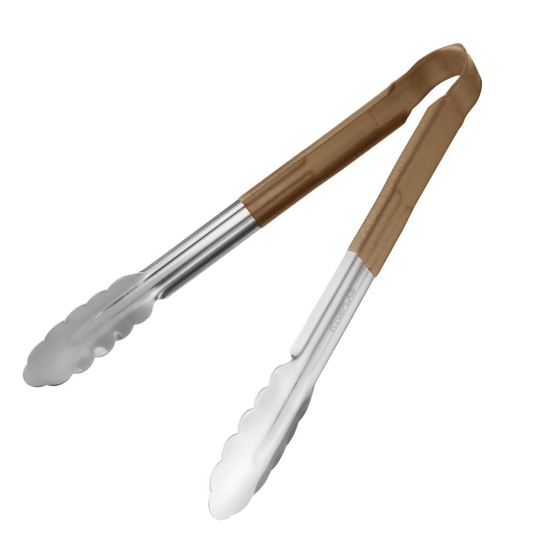 Hygiplas Colour Coded Brown Serving Tongs 11" - CB158  - 1