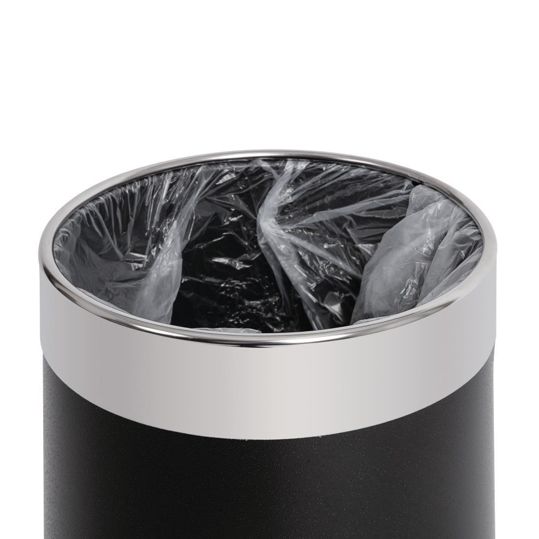 Bolero Black Waste Paper Bin with Silver Rim - Y805  - 4
