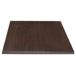 Bolero Pre-drilled Square Table Top Dark Brown 600mm - GG635  - 1