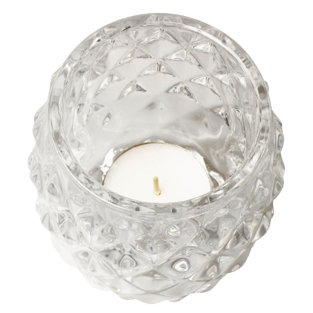 Olympia Glass Diamond Tealight Holder Clear 75mm (Pack of 6) - GM227  - 2