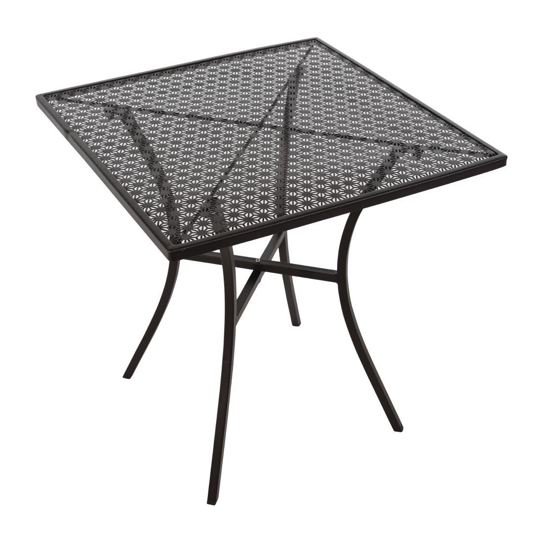 Bolero Black Steel Patterned Square Bistro Table 700mm - GG706  - 1