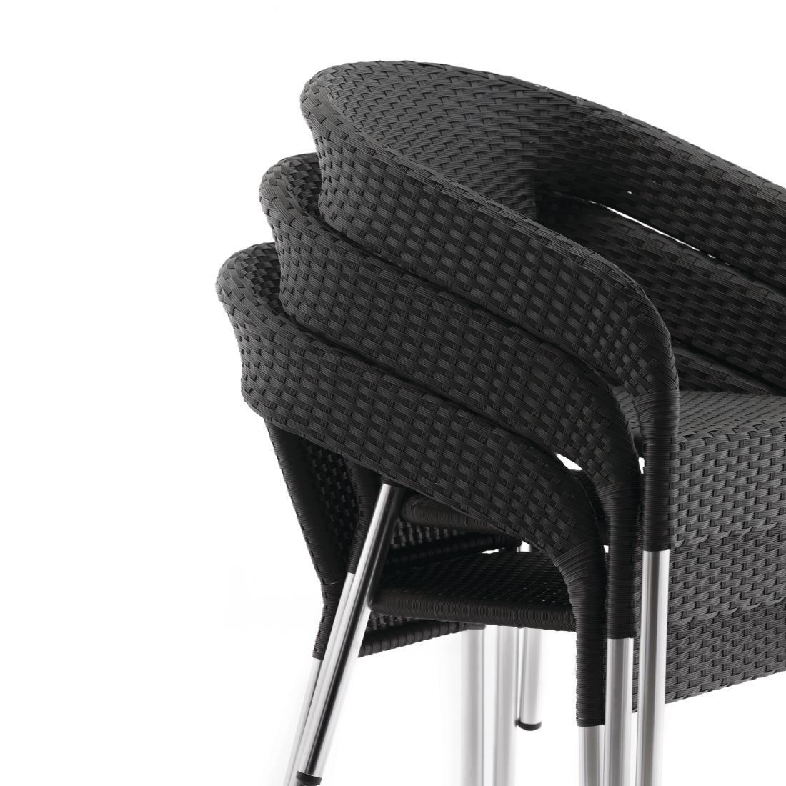 Bolero Wicker Wraparound Bistro Chairs Charcoal (Pack of 4) - CG223  - 3