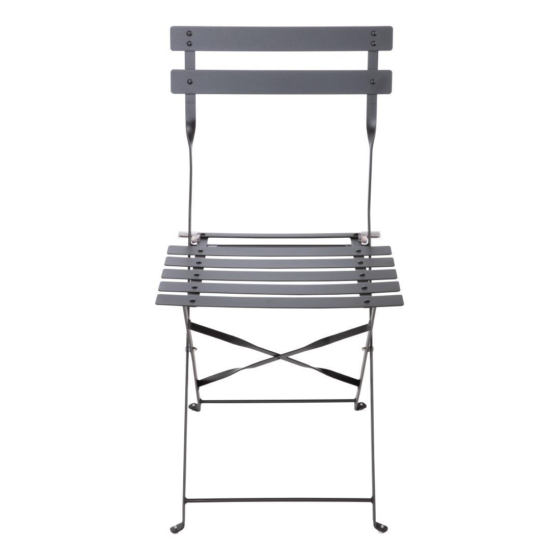 Bolero Black Pavement Style Steel Chairs (Pack of 2) - GH553  - 2