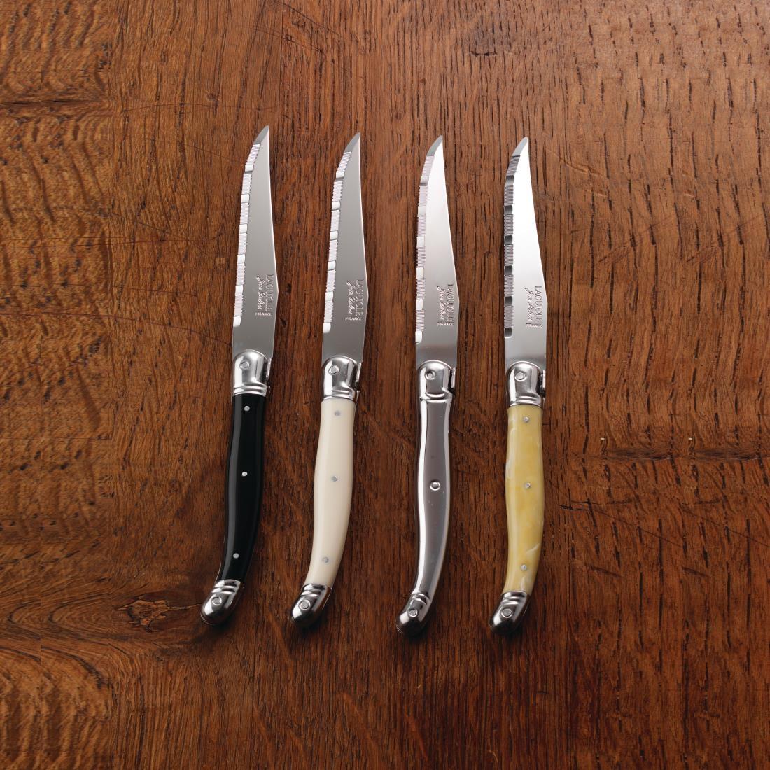 Laguiole Serrated Steak Knife Stainless Steel Handle (Pack of 6) - V598  - 2