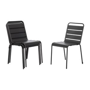 Bolero Slatted Steel Side Chairs Grey (Pack of 4) - CS727  - 1