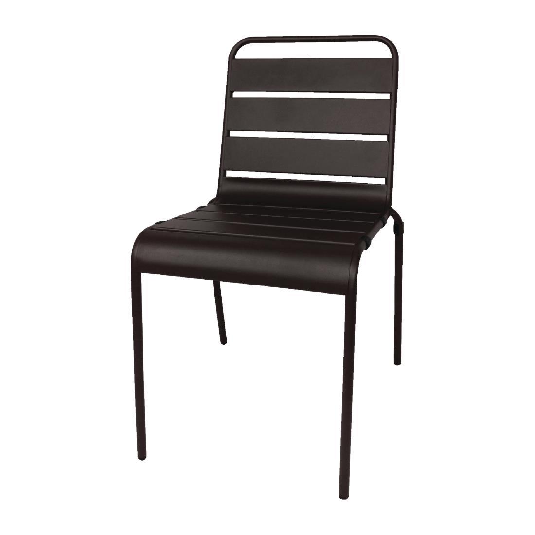 Bolero Black Slatted Steel Side Chairs (Pack of 4) - CS728  - 2