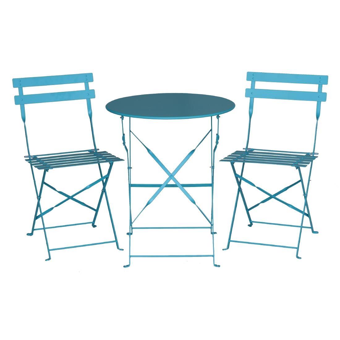 Bolero Pavement Style Steel Chairs Seaside Blue (Pack of 2) - GK982  - 4