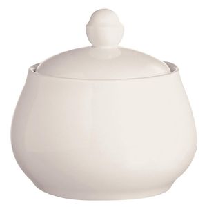Chef and Sommelier Embassy White Covered Sugar Bowls 300ml (Pack of 16) - DP616  - 1