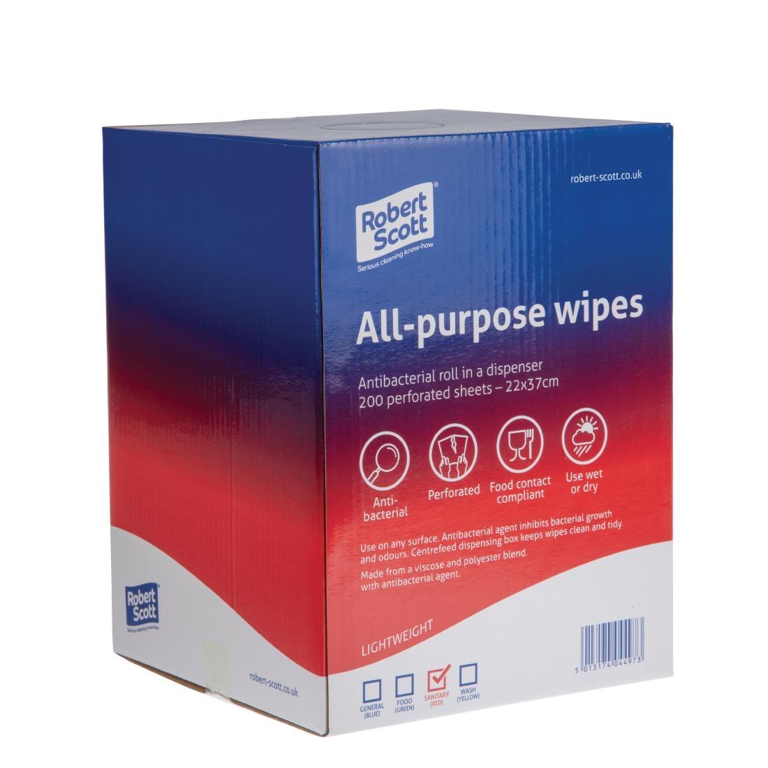 Robert Scott All-Purpose Antibacterial Cleaning Cloths Red (Pack of 200) - DN844  - 6