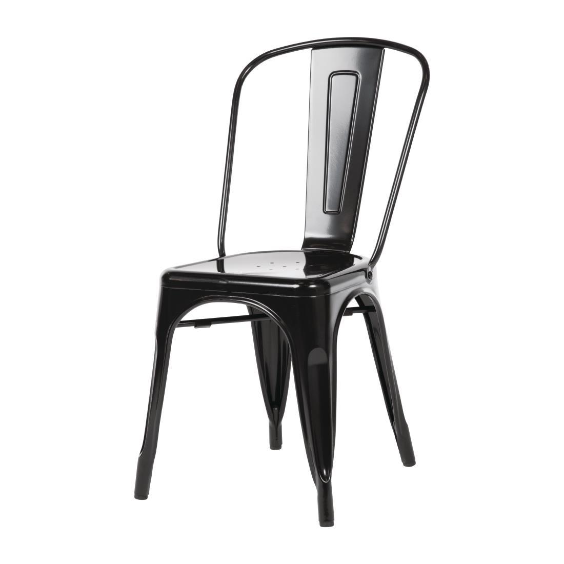 Bolero Bistro Steel Side Chairs Black (Pack of 4) - GL331  - 12