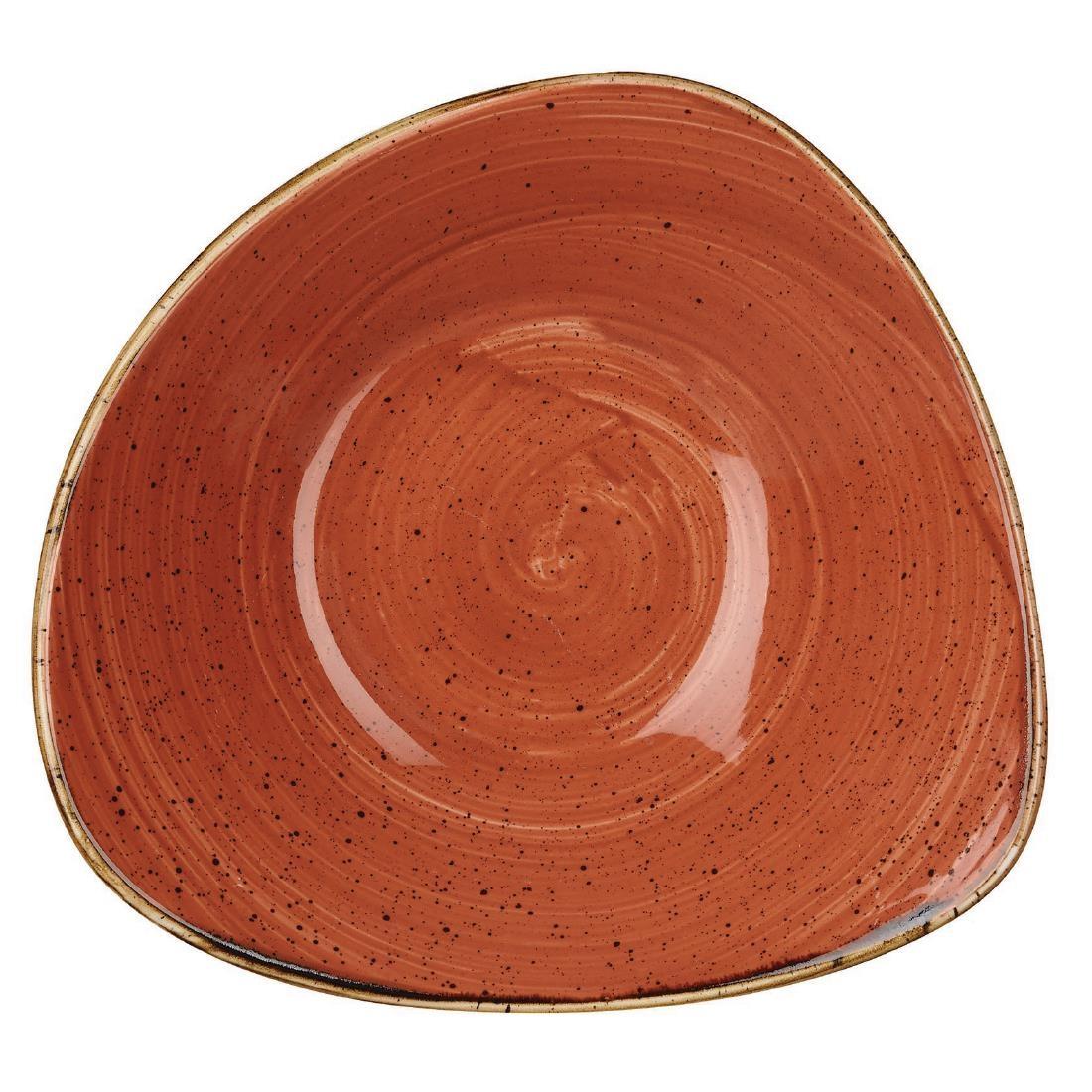 Churchill Stonecast Triangle Bowl Spiced Orange 265mm (Pack of 12) - DK542  - 1