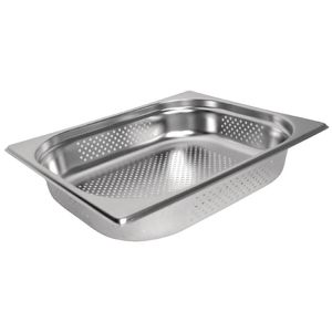 Vogue Stainless Steel Perforated 1/2 Gastronorm Pan 100mm - K845  - 1