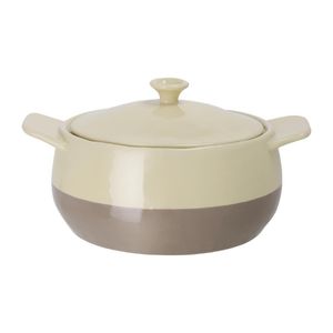 Olympia Cream And Taupe Round Casserole Dish 1.8Ltr - CN591  - 1