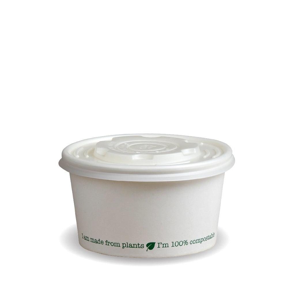 White CPLA Lid To Fit 8oz Squat Soup Containers (Case of 1,000) - 1537 - 1