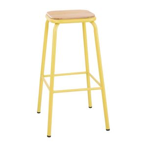Bolero Cantina High Stools with Wooden Seat Pad Yellow (Pack of 4) - FB941  - 1