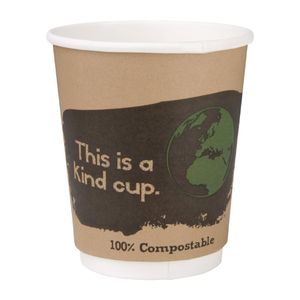 Fiesta Compostable Coffee Cups Double Wall 227ml / 8oz (Pack of 500) - DY985  - 1