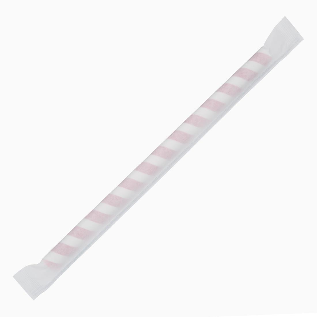Fiesta Compostable Individually Wrapped Paper Smoothie Straws Red Stripes (Pack of 250) - FP443  - 4