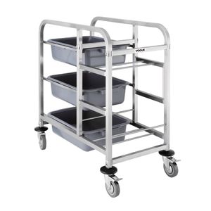 Vogue Stainless Steel Bussing Trolley - DK738  - 1