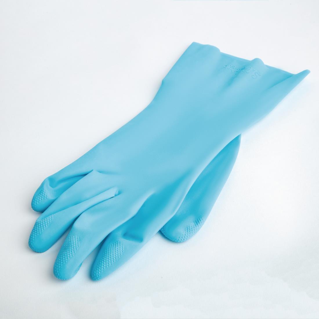 MAPA Vital 117 Liquid-Proof Light-Duty Janitorial Gloves Blue Large - FA291-L  - 4