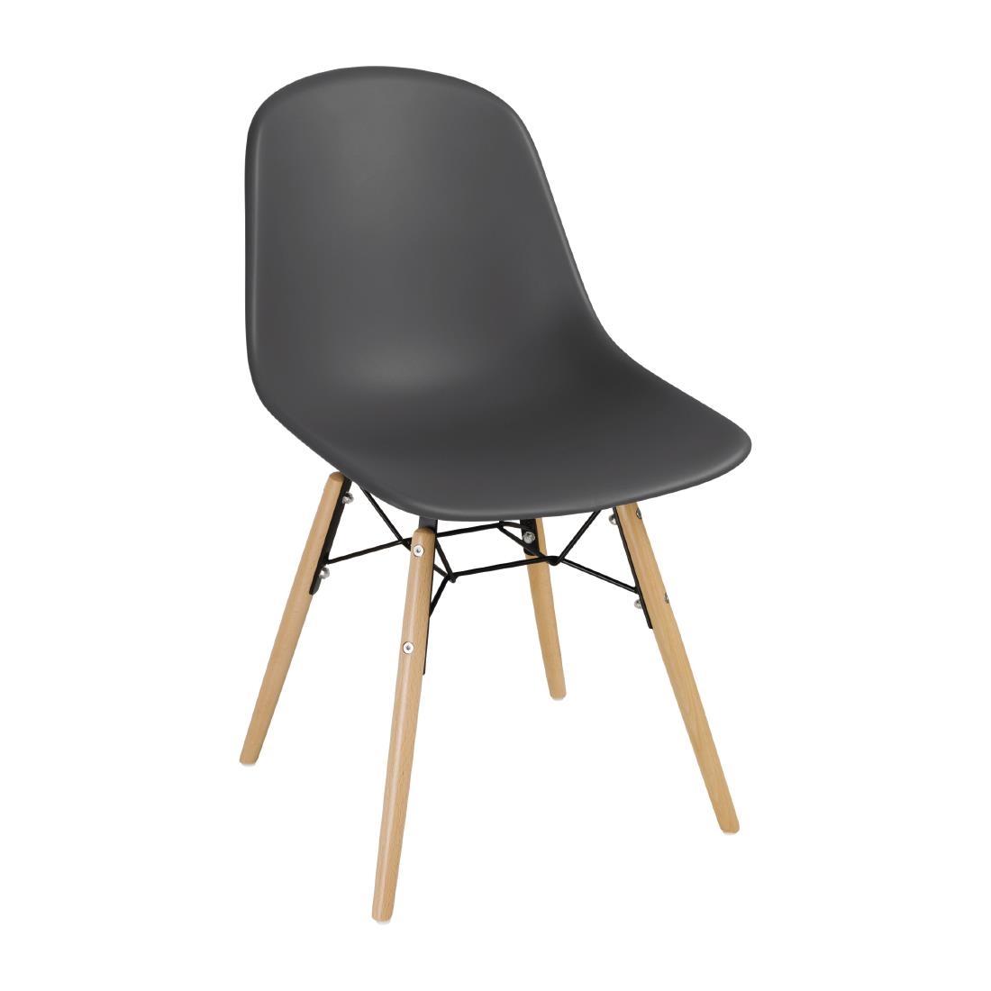 Bolero Arlo PP Moulded Side Chair Charcoal with Spindle Legs (Pack of 2) - DM841  - 1