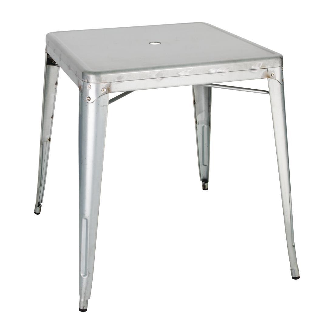 Bolero Bistro Galvanised Steel Square Table 668mm (Single) - GC866  - 1