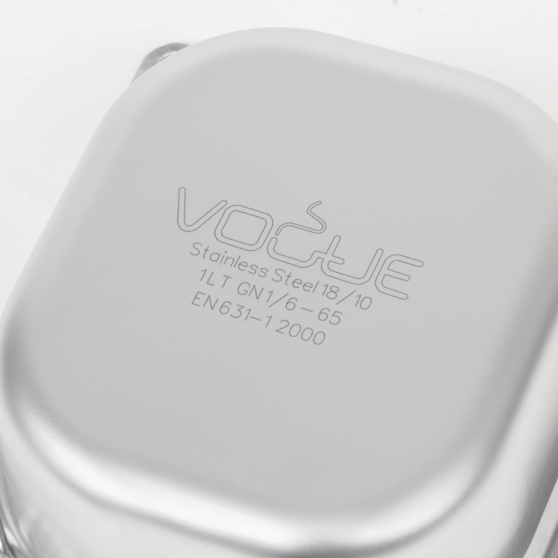 Vogue Heavy Duty Stainless Steel 1/6 Gastronorm Pan 65mm - DW449  - 7