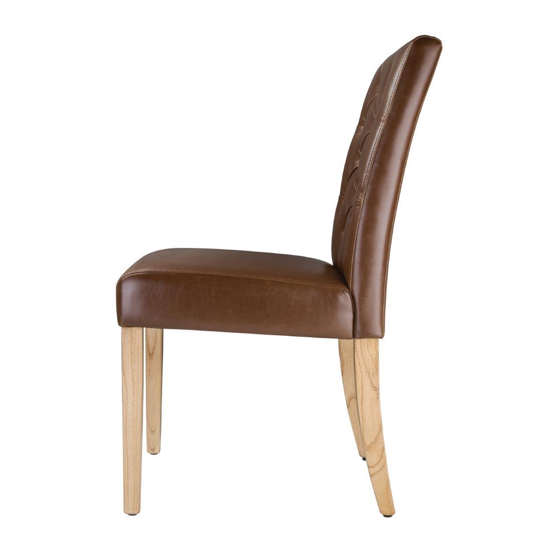 Bolero Chiswick Button Dining Chairs Tan Leather (Pack of 2) - DT699  - 2
