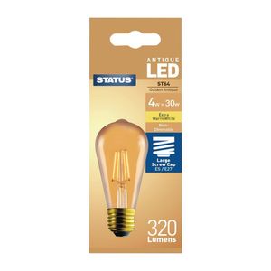 Status 320 Lumens Pear Golden Light Bulb Crystalite Antique LED ST64 ES 4w - FW528  - 1