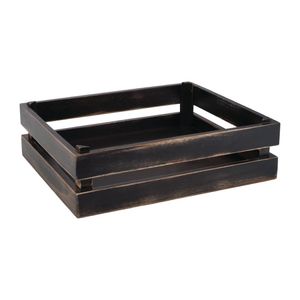 APS Superbox Wooden Buffet Crate Black Vintage 1/2 GN - FE979  - 1