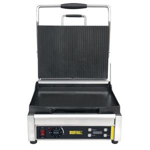 Buffalo Large Single Contact Grill Ribbed Top - L530  - 3