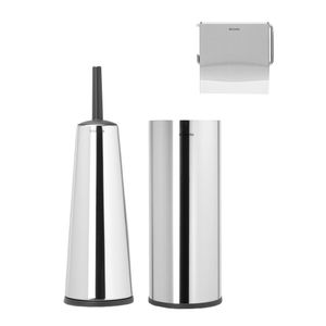 Brabantia Three-Piece Toilet Accessory Set Brilliant Steel - FT382  - 1