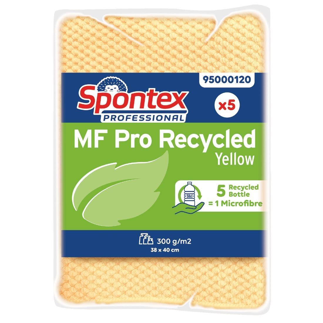 Spontex MF Pro Recycled Microfibre Cloth Yellow (pk5) - FT635  - 1