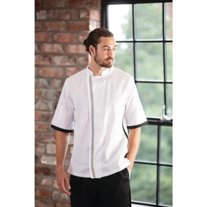 Southside Unisex Chefs Jacket Short Sleeve White L - B998-L  - 14
