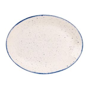 Churchill Stonecast Hints Oval Plates Indigo Blue 305mm (Pack of 12) - DS588  - 1
