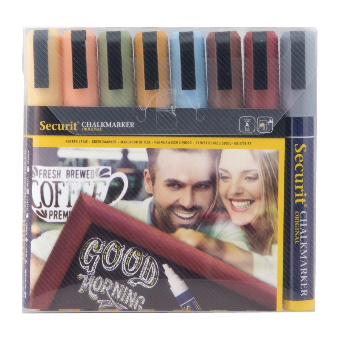 Securit 6mm Liquid Chalk Pens Assorted Earth Colours (Pack of 8) - GM269  - 1