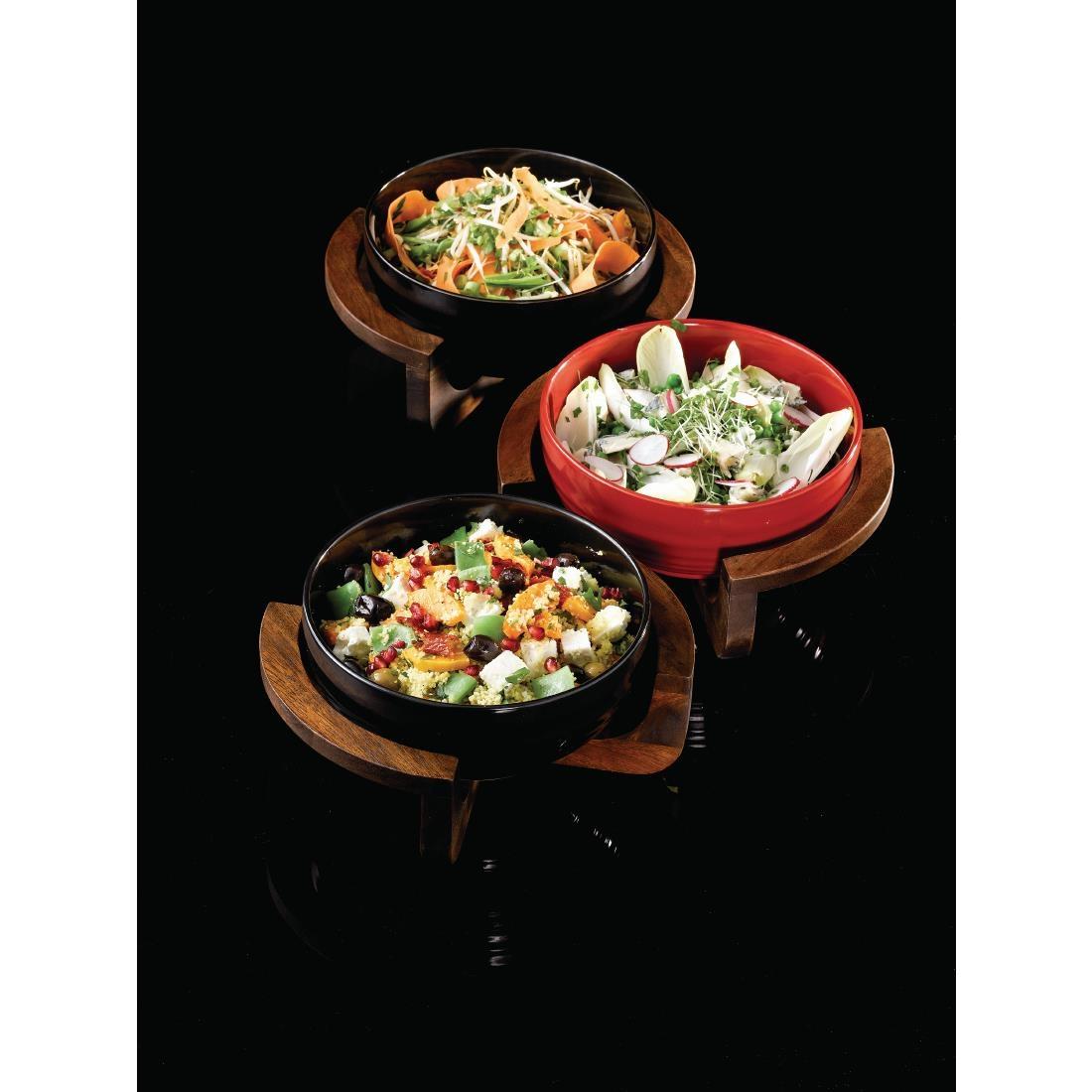 Art de Cuisine Red Glaze Ripple Bowls Large (Pack of 4) - GF706  - 2