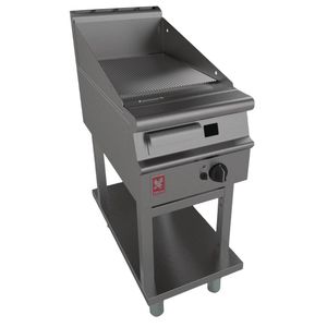 Falcon Dominator Plus 400mm Wide Ribbed Natural Gas Griddle On Fixed Stand - GP039-N  - 1